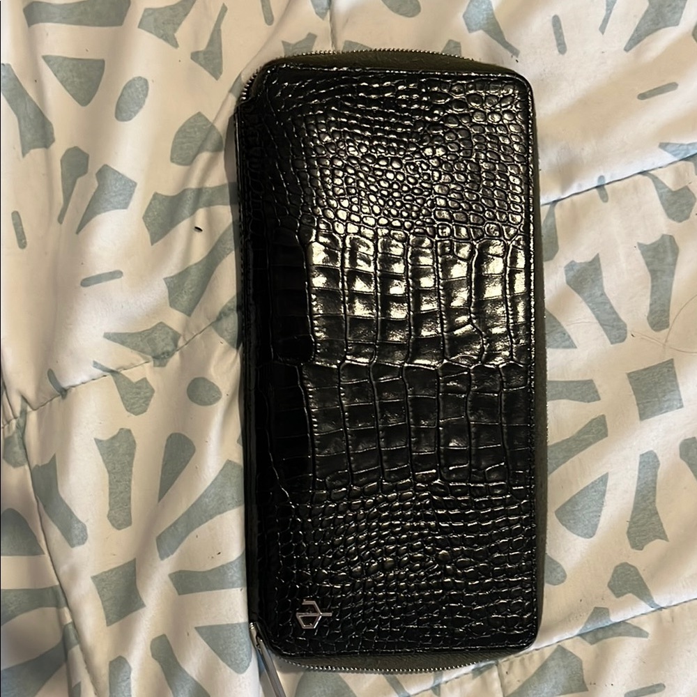 rag n bone Black Crocodile Embossed Wallet